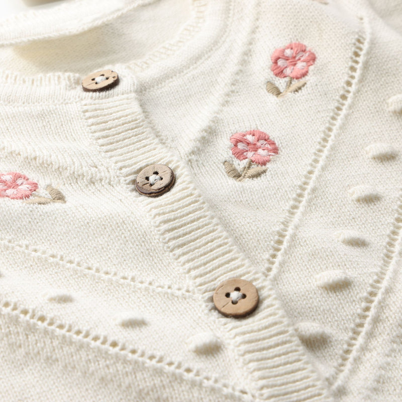 Organic Cotton Knit Cardigan Vanilla