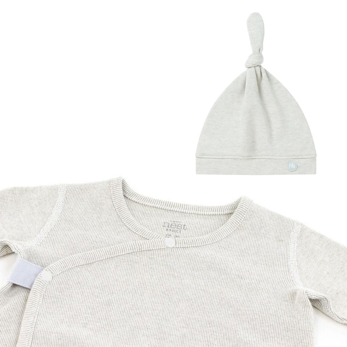 Organic Cotton Ribbed Kimono + Knotted Hat Gift Set