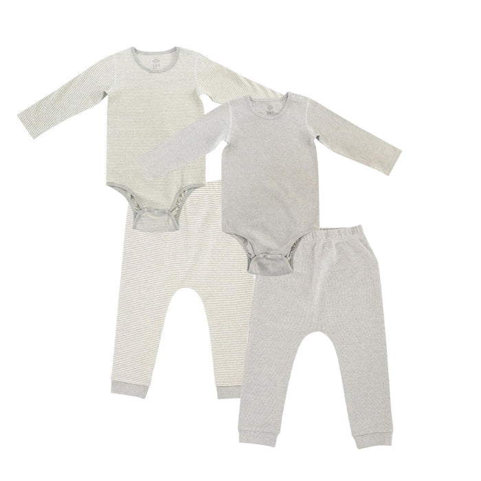 Organic Cotton Long Sleeve Onesie + Harem Pants Set - Dark Grey