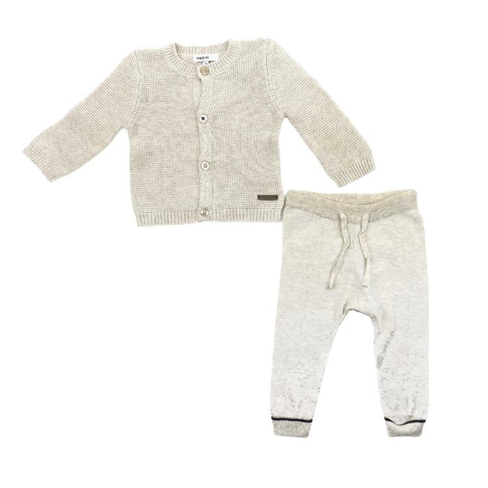 U Cardigan Knit + Pants Set