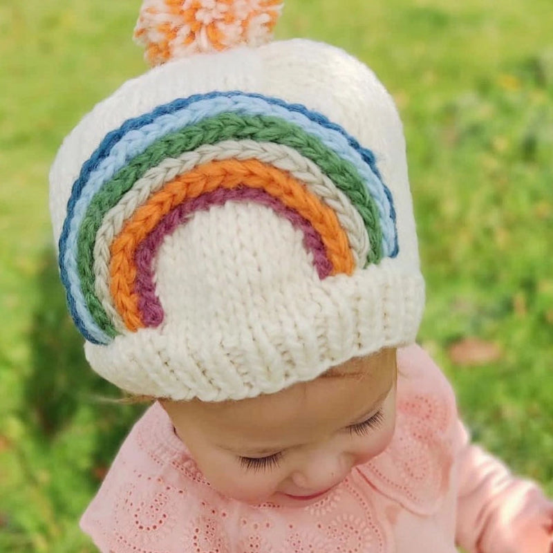 Wool Baby Beanie, Purple Flower