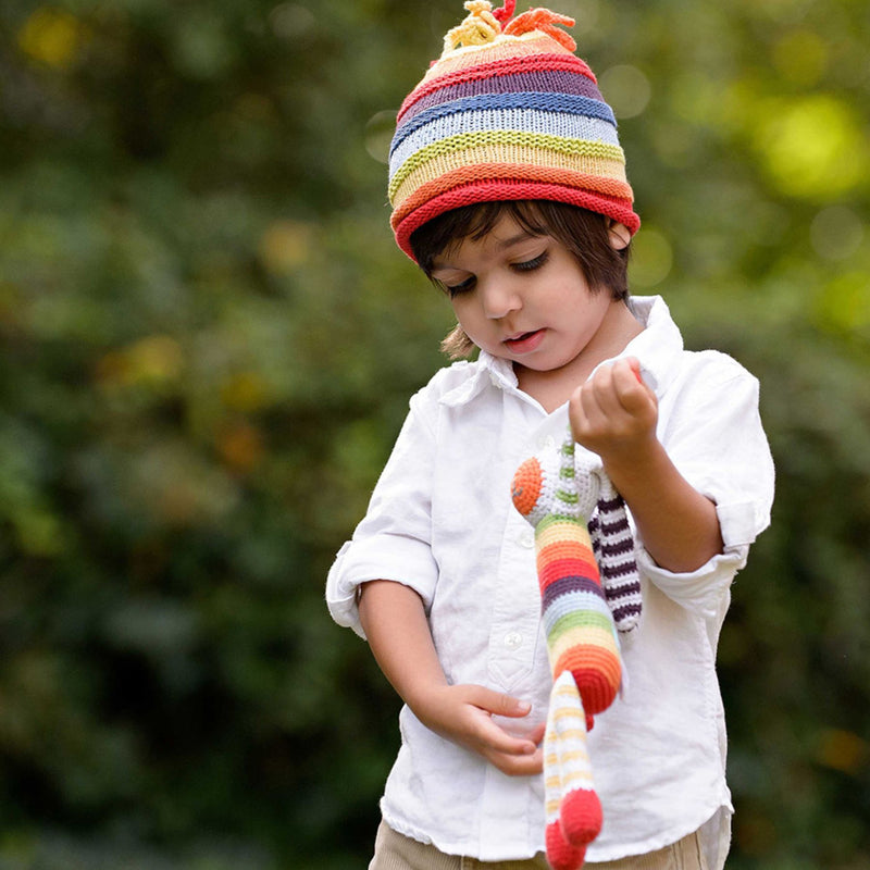 Organic Cotton Velvety Rainbow Bunny Rattle