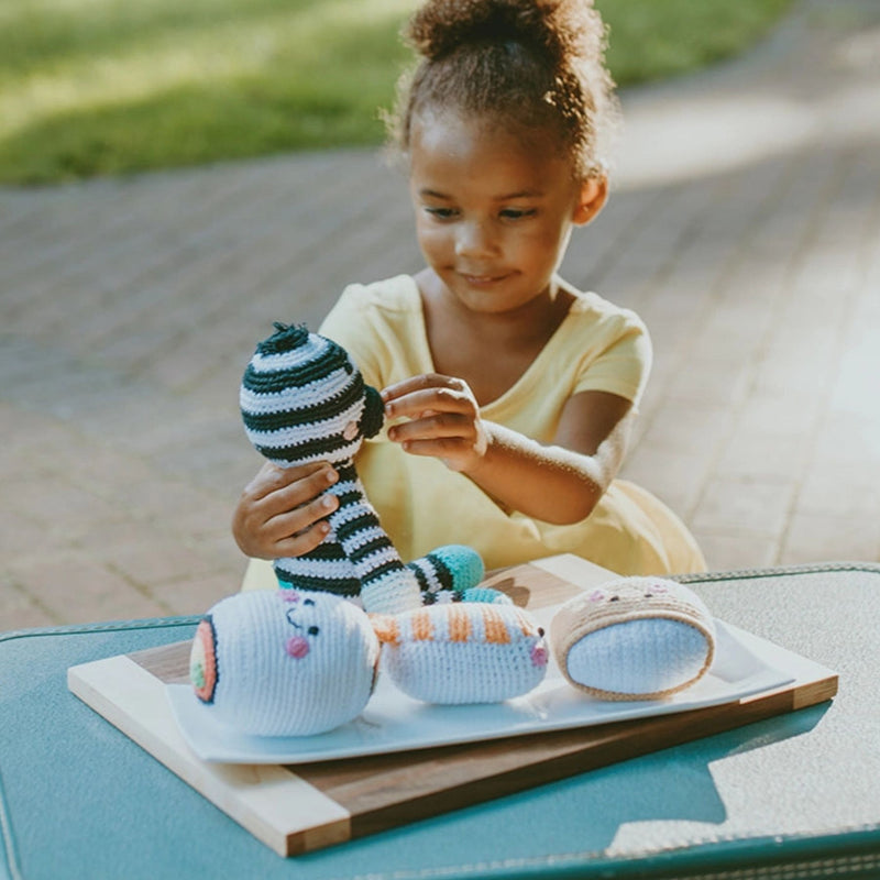 Organic Cotton Zebra Rattle