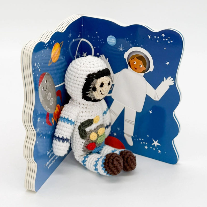 Soaring Spaceship Book and Matching Cotton Rattles Set
