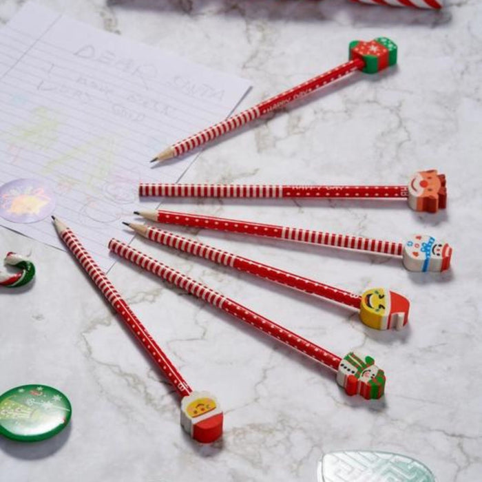 Pencil with Christmas Themed Eraser Topper