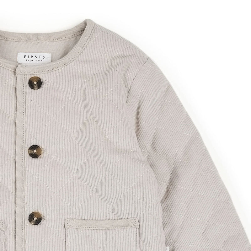 Crème Corduroy Quilted Cardigan