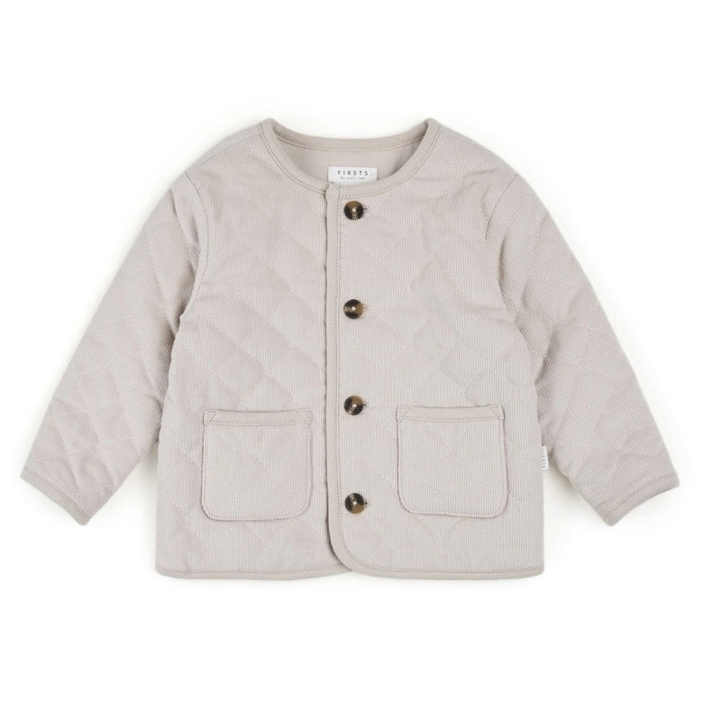 Crème Corduroy Quilted Cardigan