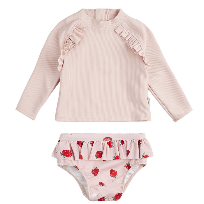 Ribbed Rose Rashguard with Ladybug Swim Diaper