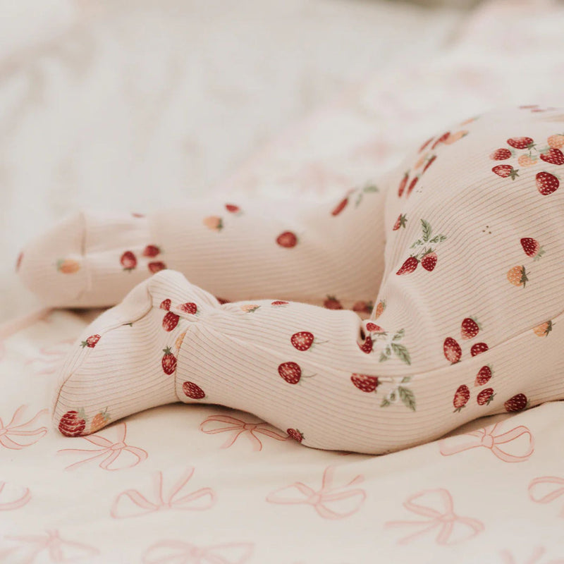 Strawberry Pint Ribbed Footed Sleeper