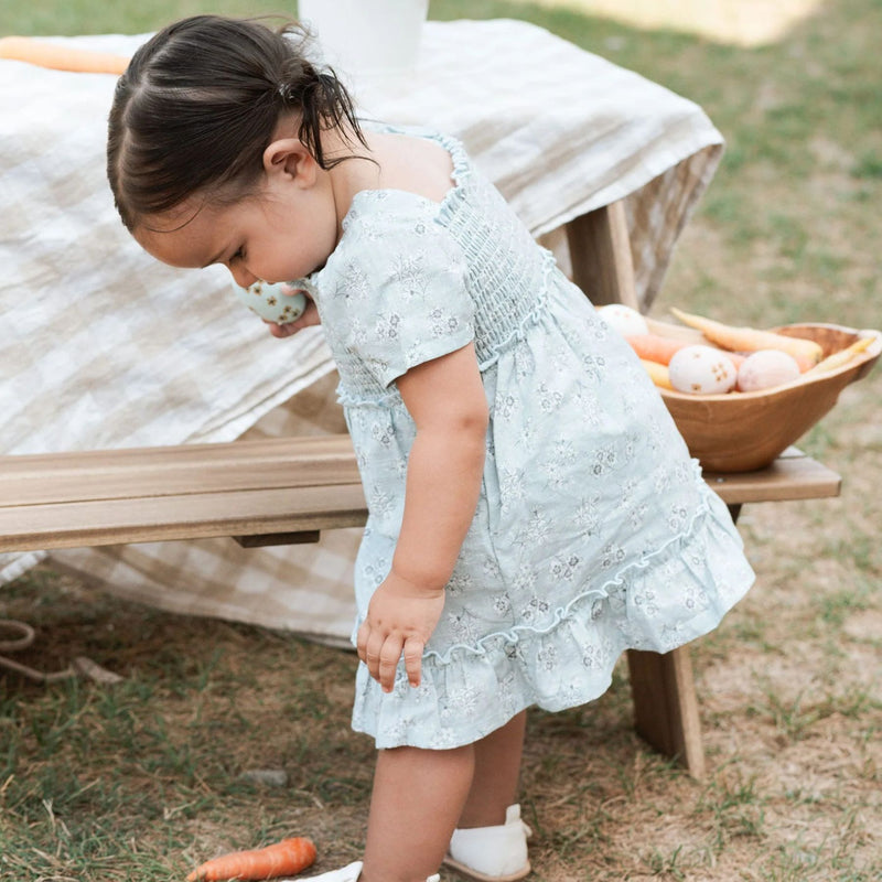 Vintage Floral on Powder Blue Dress Set