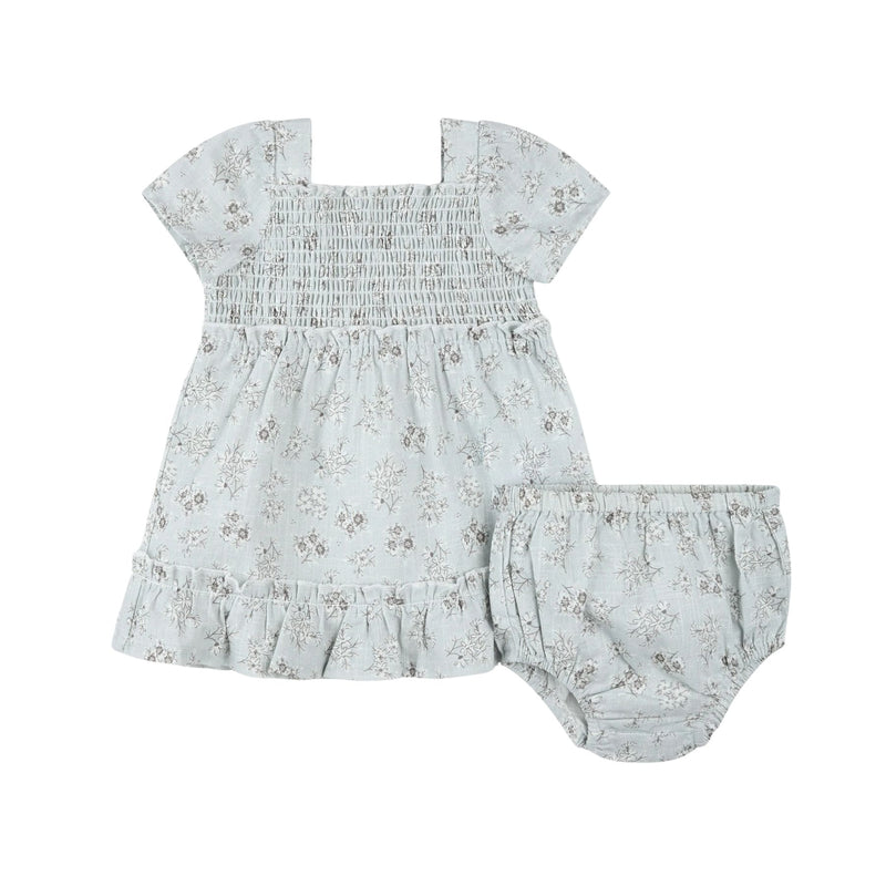 Vintage Floral on Powder Blue Dress Set