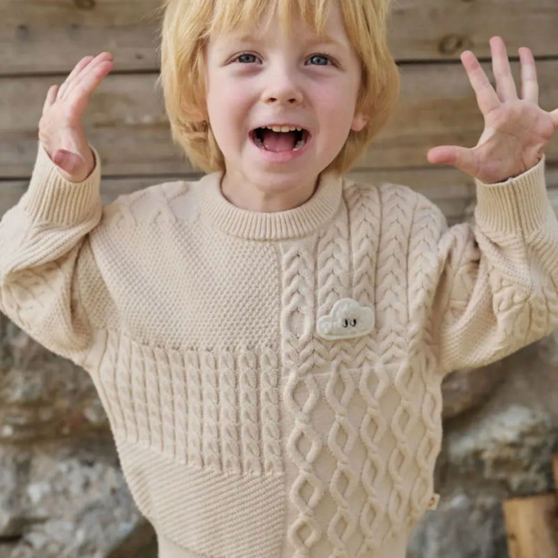 Cotton Cable Knit Sweater - Cloud