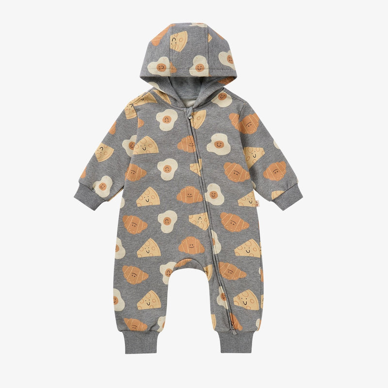French Terry Smiley Side Up Hooded Romper