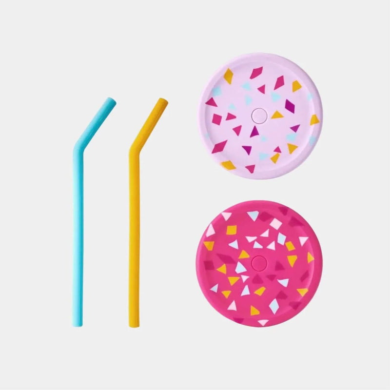 Silicone Straw + Lid Set
