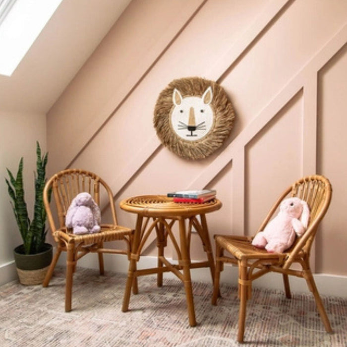 Rattan Kids' Table + Two Chairs Set