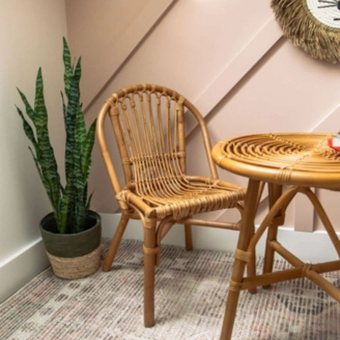 Rattan Kids' Table + Two Chairs Set