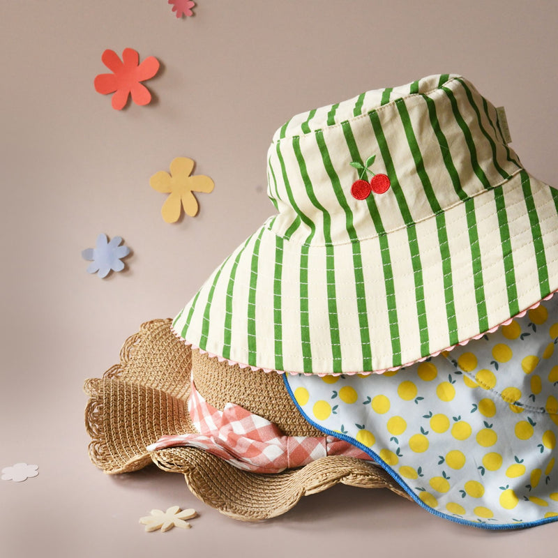 Cherry Kiss Stripy Reversible Sun Hat