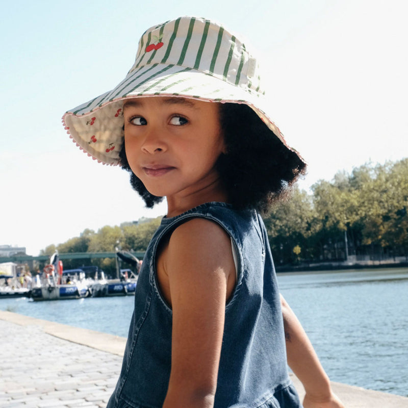 Cherry Kiss Stripy Reversible Sun Hat