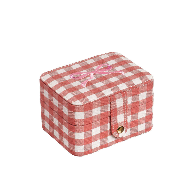 Gingham Bow Jewellery Box