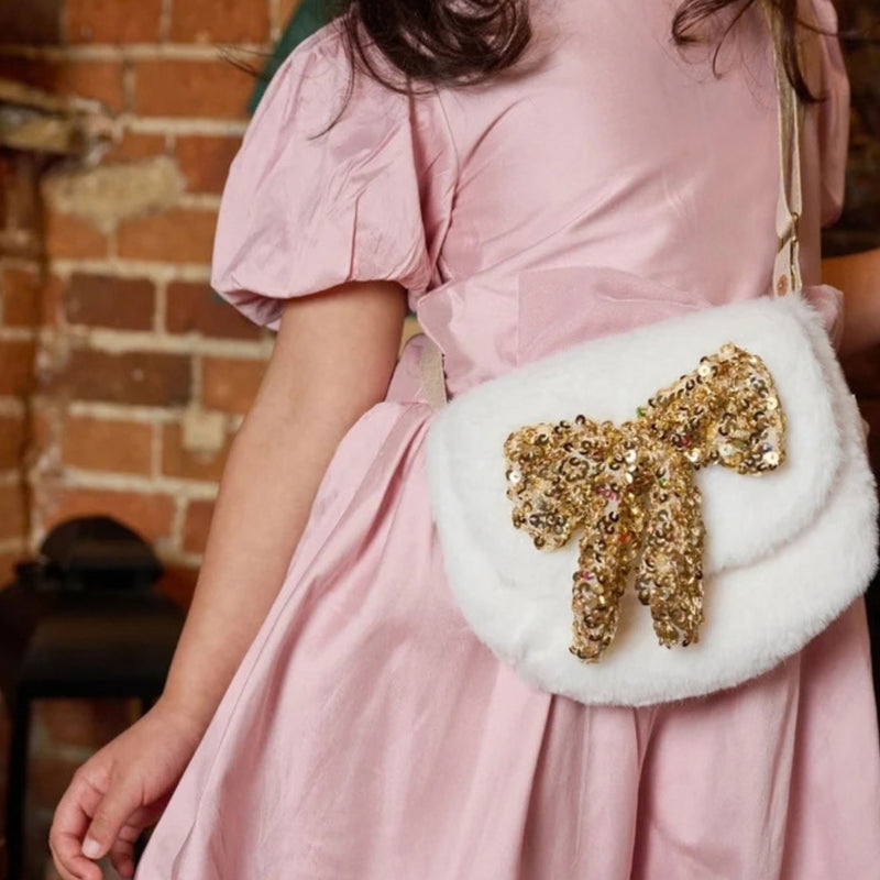 Sequin Bow Fluffy Bag