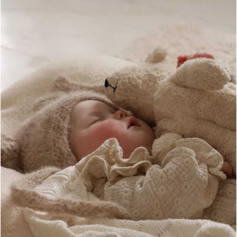 Organic Floppy Animals, Small Bear White