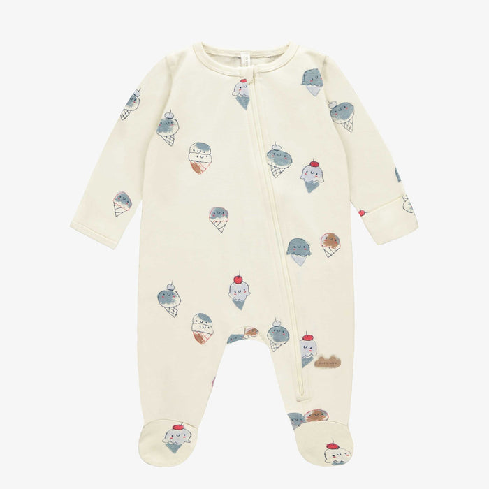 Souris Mini Organic Cotton Footie, Blue Ice Cream