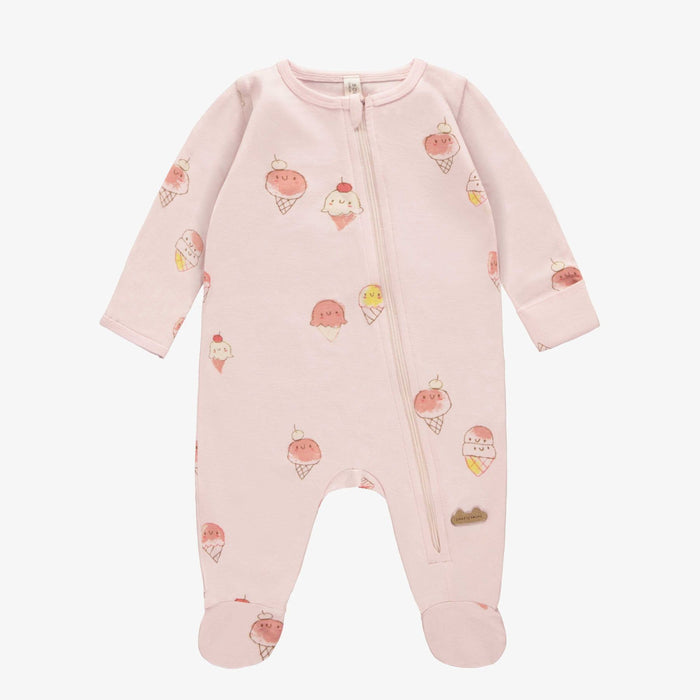 Organic Cotton Footie, Pink Ice Cream