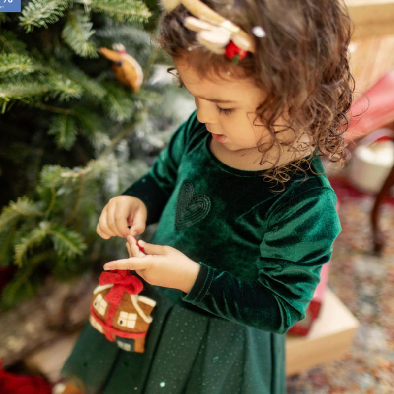 Green Dress in Velvet + Sequin