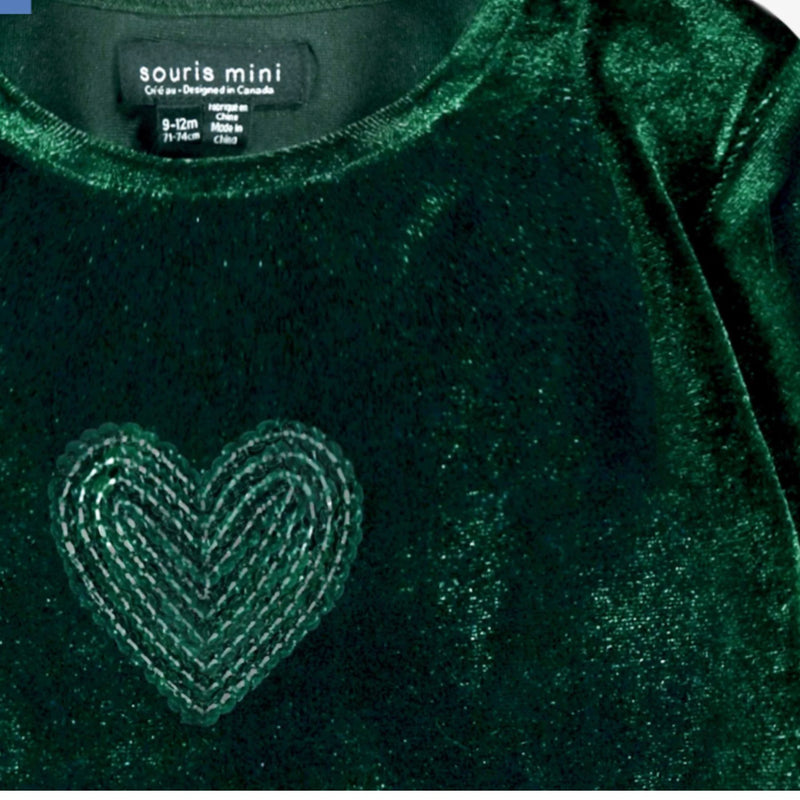 Green Dress in Velvet + Sequin