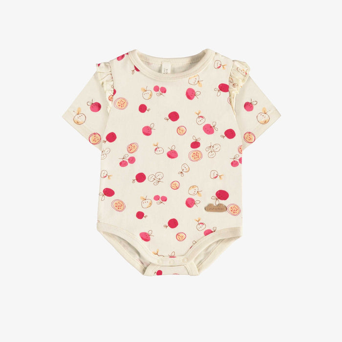 Organic Cotton Bodysuit, Pink Cherries