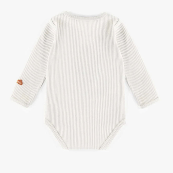 Organic Cotton Cream Henley Collar Bodysuit