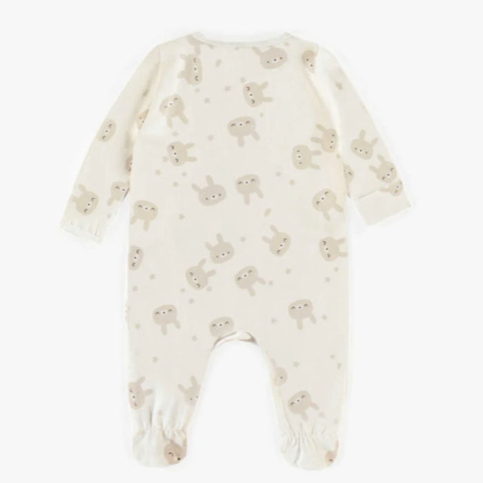 Organic Cotton Footie, Cream Bunny