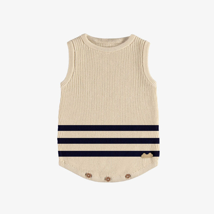 Cream + Navy Stripe Knit Sleeveless Bodysuit