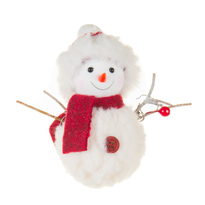 White + Red Cheery Snowman Ornament