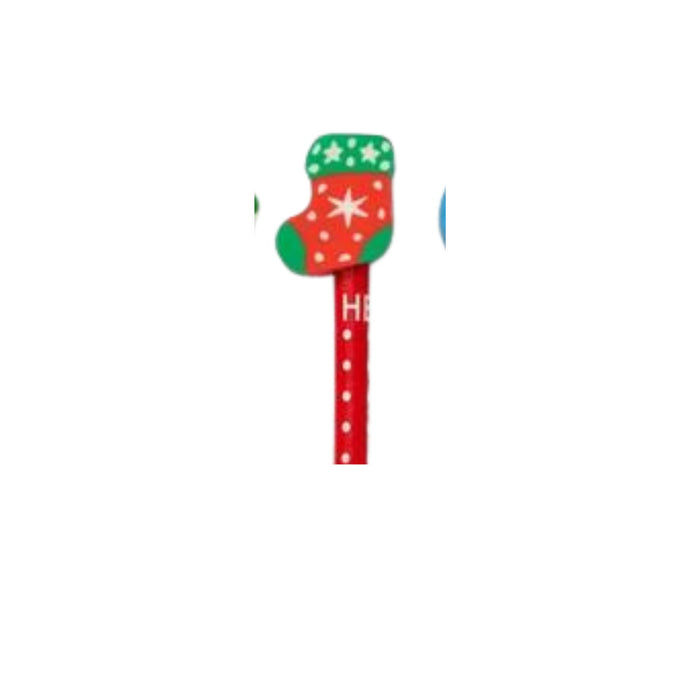 Pencil with Christmas Themed Eraser Topper