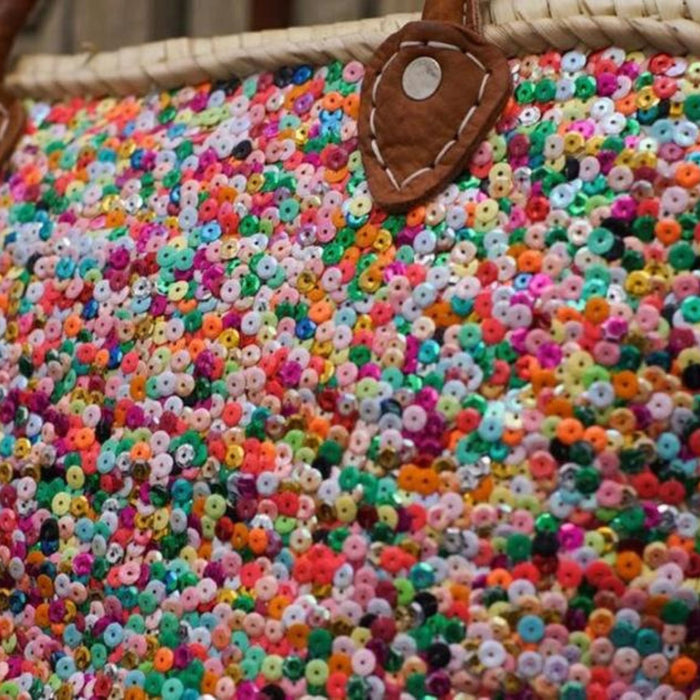 Miramar Straw Bag - Multicoloured Sequins