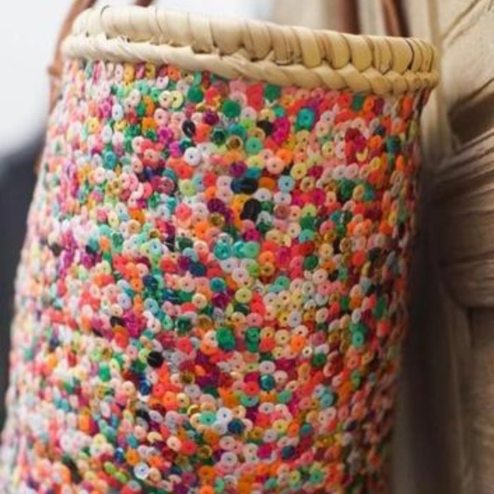 Miramar Straw Bag - Multicoloured Sequins