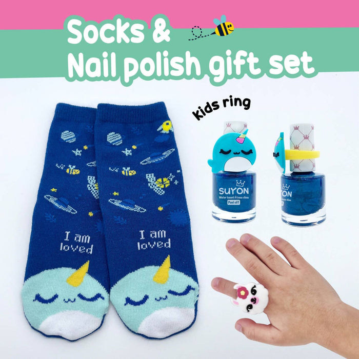 Peel Off Kids Nail Polish + Sock Gift Set