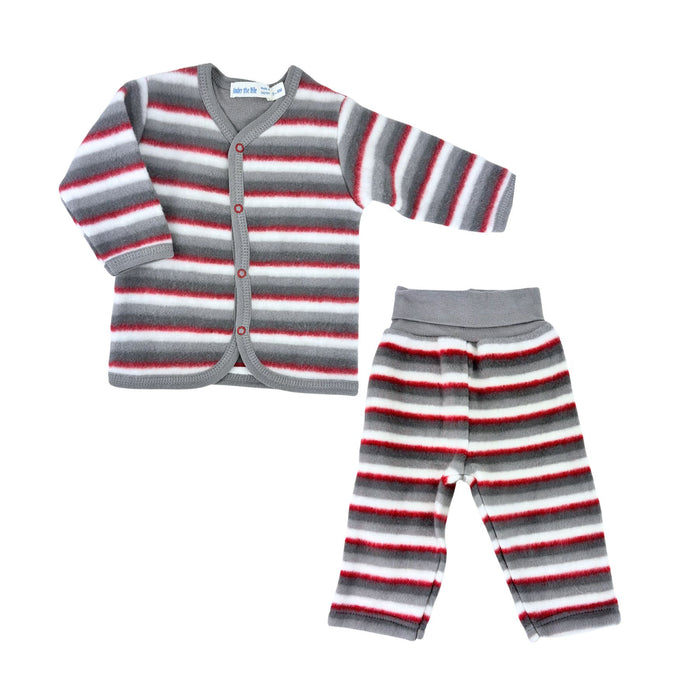 Organic Sherpa Cardigan + Pant Set, Panda Stripes