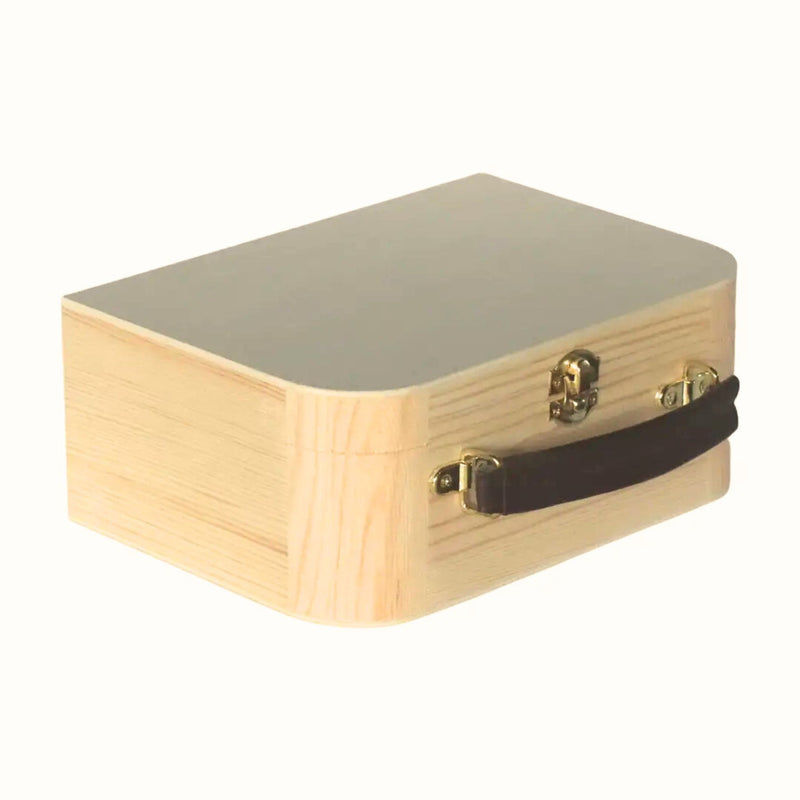 Wooden Suitcase with Leather Handle