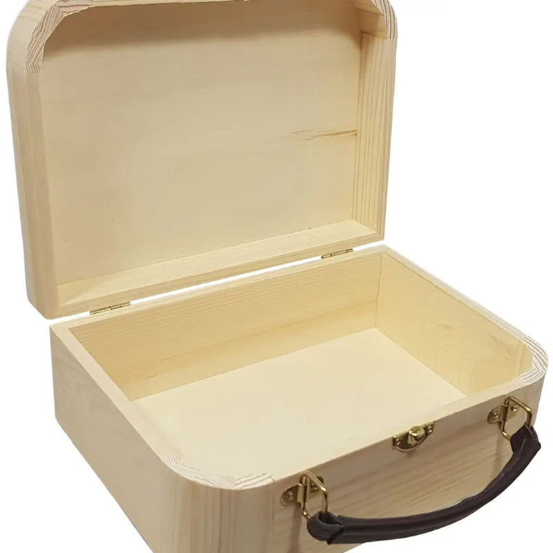Wooden Suitcase with Leather Handle