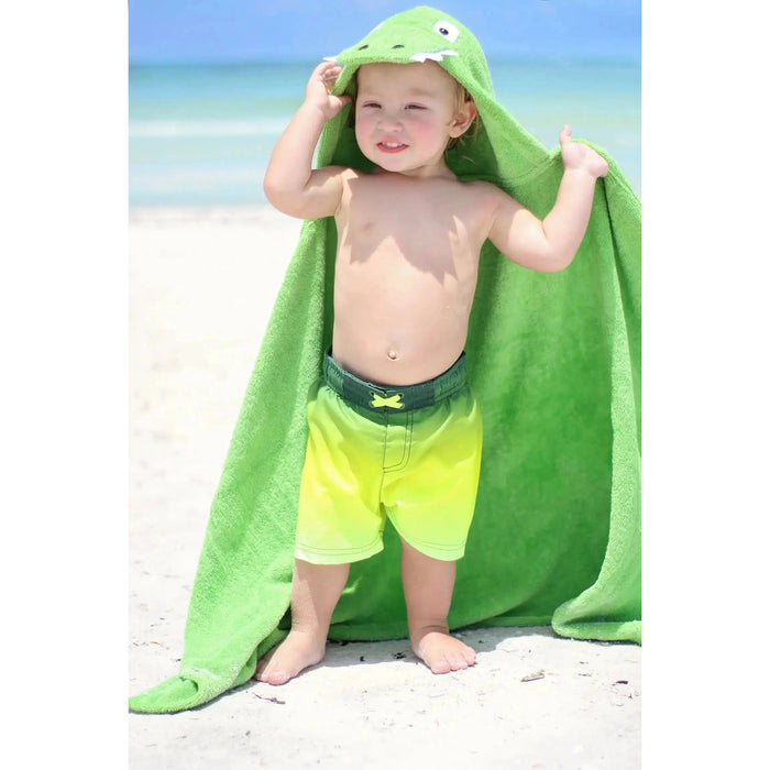 Yikes Twin Kids Hooded Towel - Alligator-Simply Green Baby