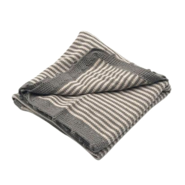 Organic Baby Blanket, Grey Stripe-Pebble Child-Simply Green Baby