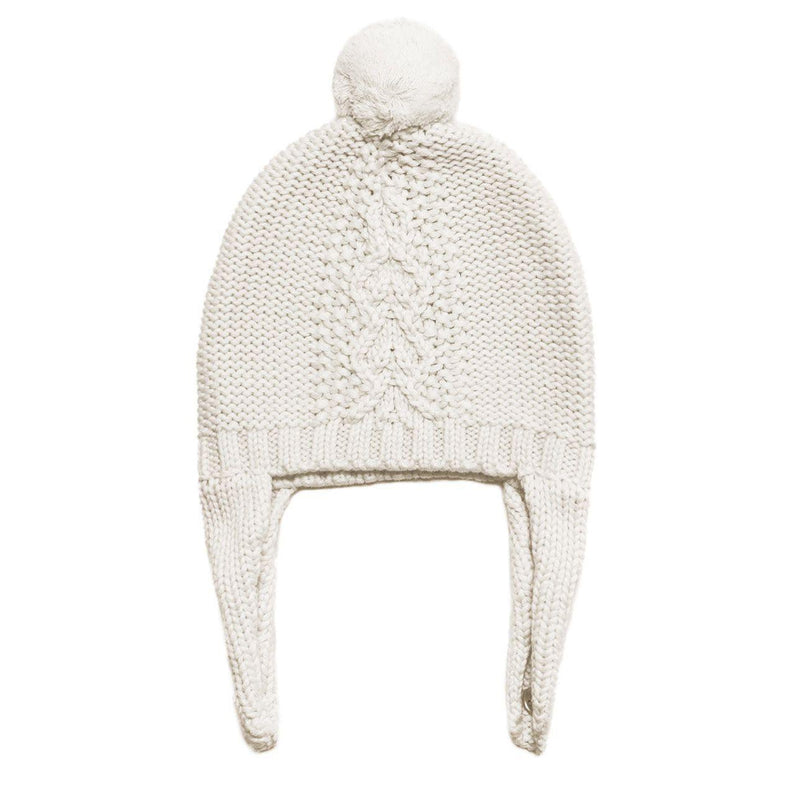 Angel Dear, Cable Pilot Hat - Ivory-Simply Green Baby