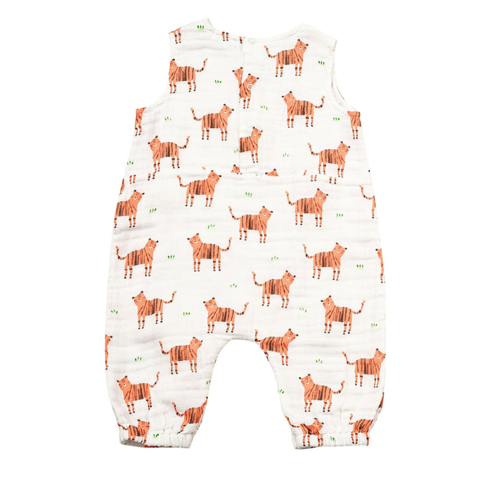 Angel Dear, Muslin Sleeveless Romper, Tigers-Simply Green Baby