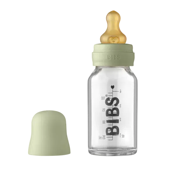 Bibs Baby Glass Bottle Complete Set, 110ml-Simply Green Baby