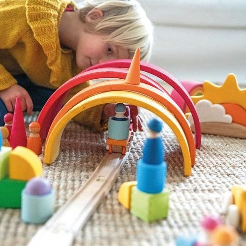 Grimm's Building Set Wooden Train-Simply Green Baby