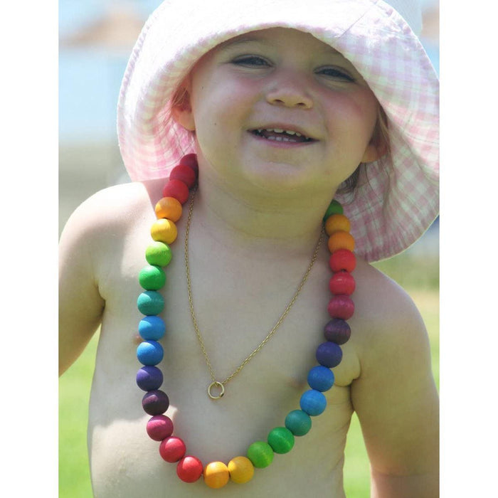 Grimm's Rainbow Wooden Beads Necklace - 44 cm (Beads 20mm)-Simply Green Baby