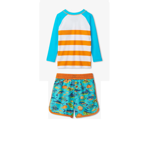 Hatley LS Rashguard + Shorts Swim Set - Ocean Life-Simply Green Baby