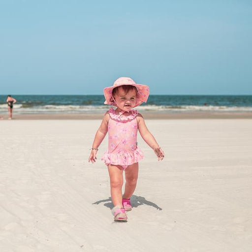 iPlay Swimsuit, One-Piece with Built-in Diaper - Coral Hibiscus-Simply Green Baby